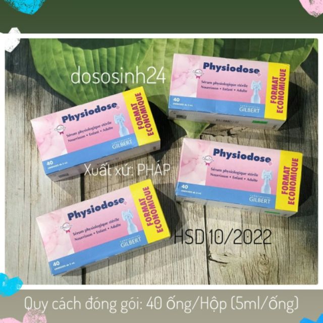 Nước muối sinh lý Physiodose của Pháp, 40 ống/Hộp