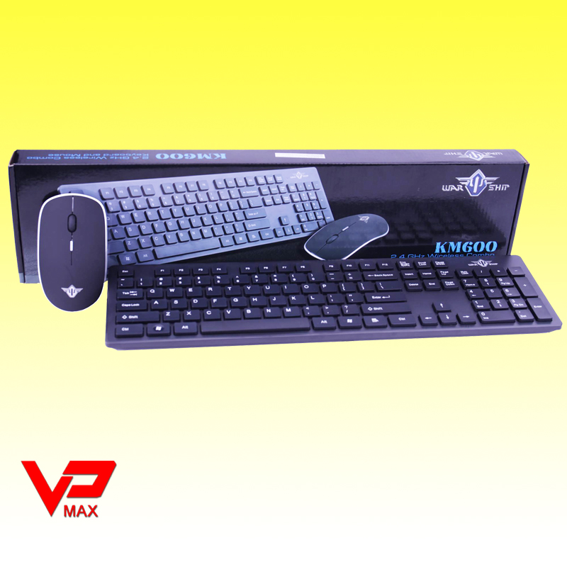 Combo bàn phím chuột không dây Warship KM600 cho Smart Tivi Máy Tính Androi box Laptop hàng cao cấp cực êm - vpmax