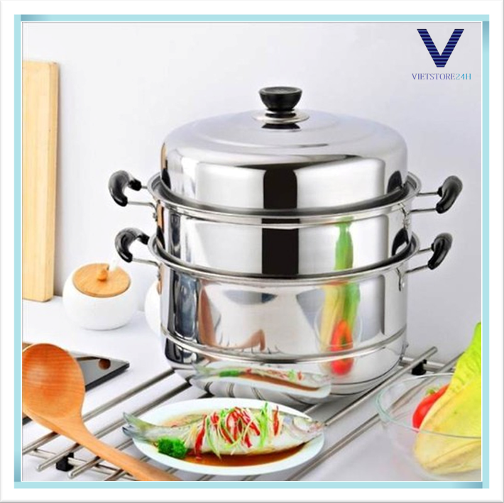 Nồi xửng hấp inox 3 tầng - 28cm
