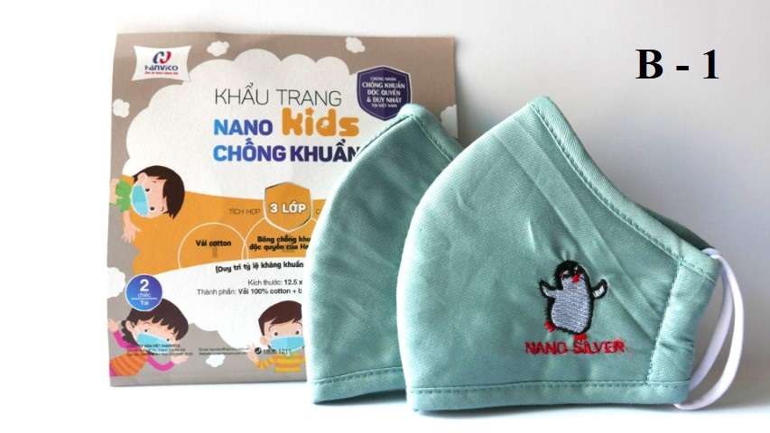 Combo 2 khấu trang Nano bạc kháng khuẩn trẻ em