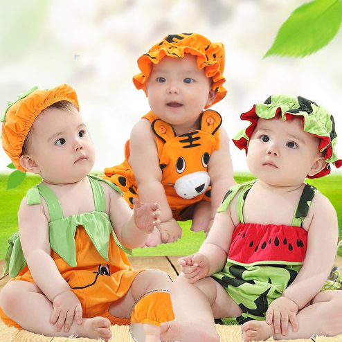 Tặng kèm mũ- Body dưa hấu, bí đỏ siêu xinh cho bé