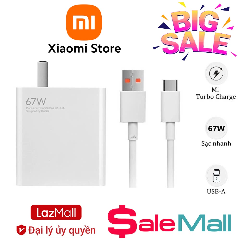 [LAZADA] Lazmall Xiaomi Mi Home Sạc Xiaomi 67w Chính Hãng Sạc Nhanh Mi Charge Turbo Max 67w Dây Sạc Xiaomi Type C Tối Ưu Hóa Thời Gian Sạc, Giúp Bạn Rút Ngắn Được Đáng Kể Thời Gian Chờ Sạc Pin, Dễ Dàng Kết Nối Với Cáp Sạc Nhanh Đầu USB To TYPE C