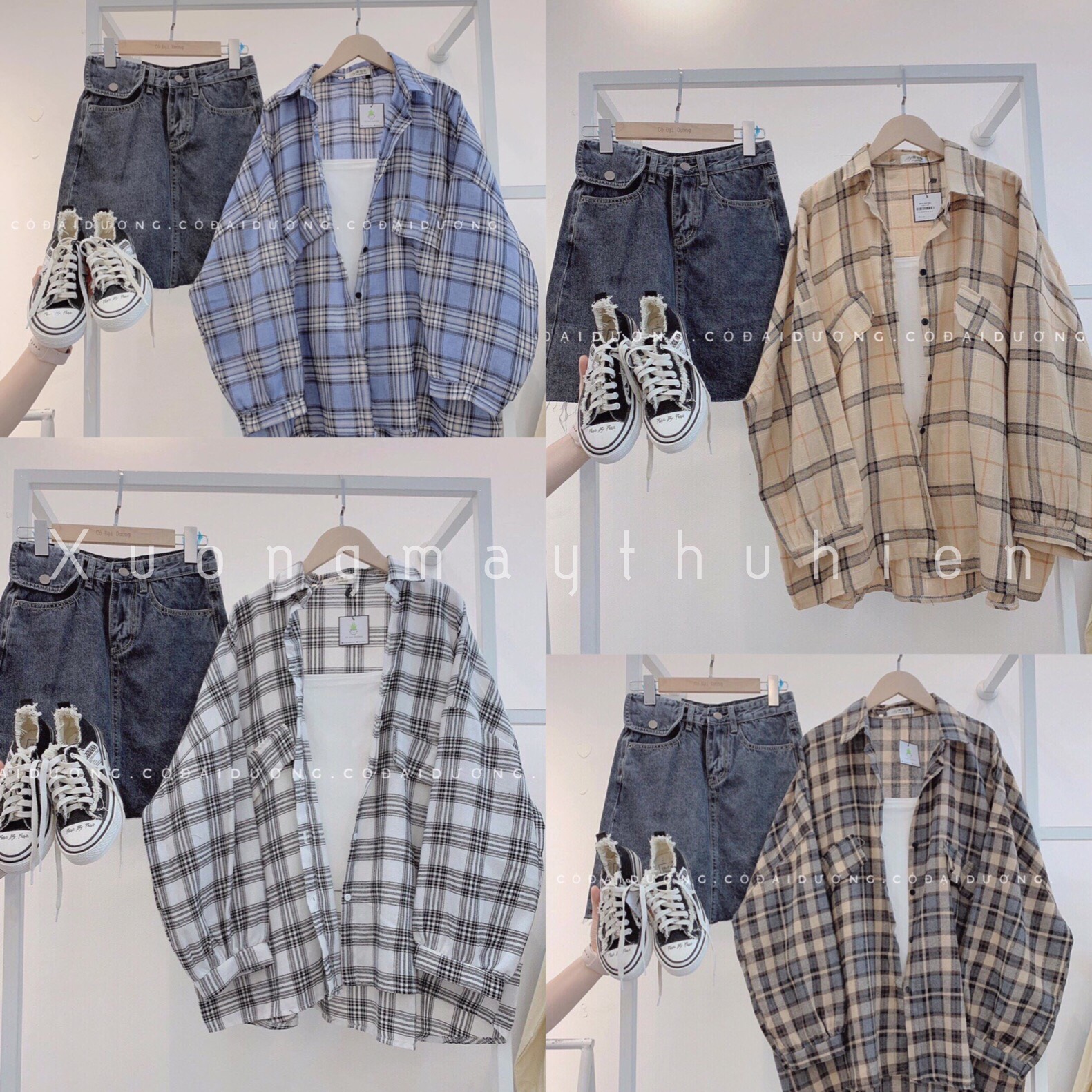 Áo sơ mi kẻ dài tay 2 túi lệch phom rộng unisex thời trang hàn quốc/ Áo khoác nhẹ mùa hè tay bồng dáng thụng ulzzang - xuongmaythuhien