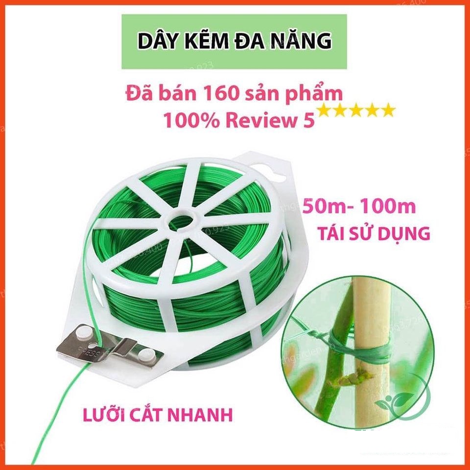 Dây Buộc Kẽm Bọc Nhựa PP Siêu Bền 100m - 100m Dây Buộc Kẽm Bọc Nhựa PP - Đa Năng Dùng Buộc, Uốn Cành - Chống Oxi Hóa - Có Lưỡi Cắt Tự Động Tiện Lợi