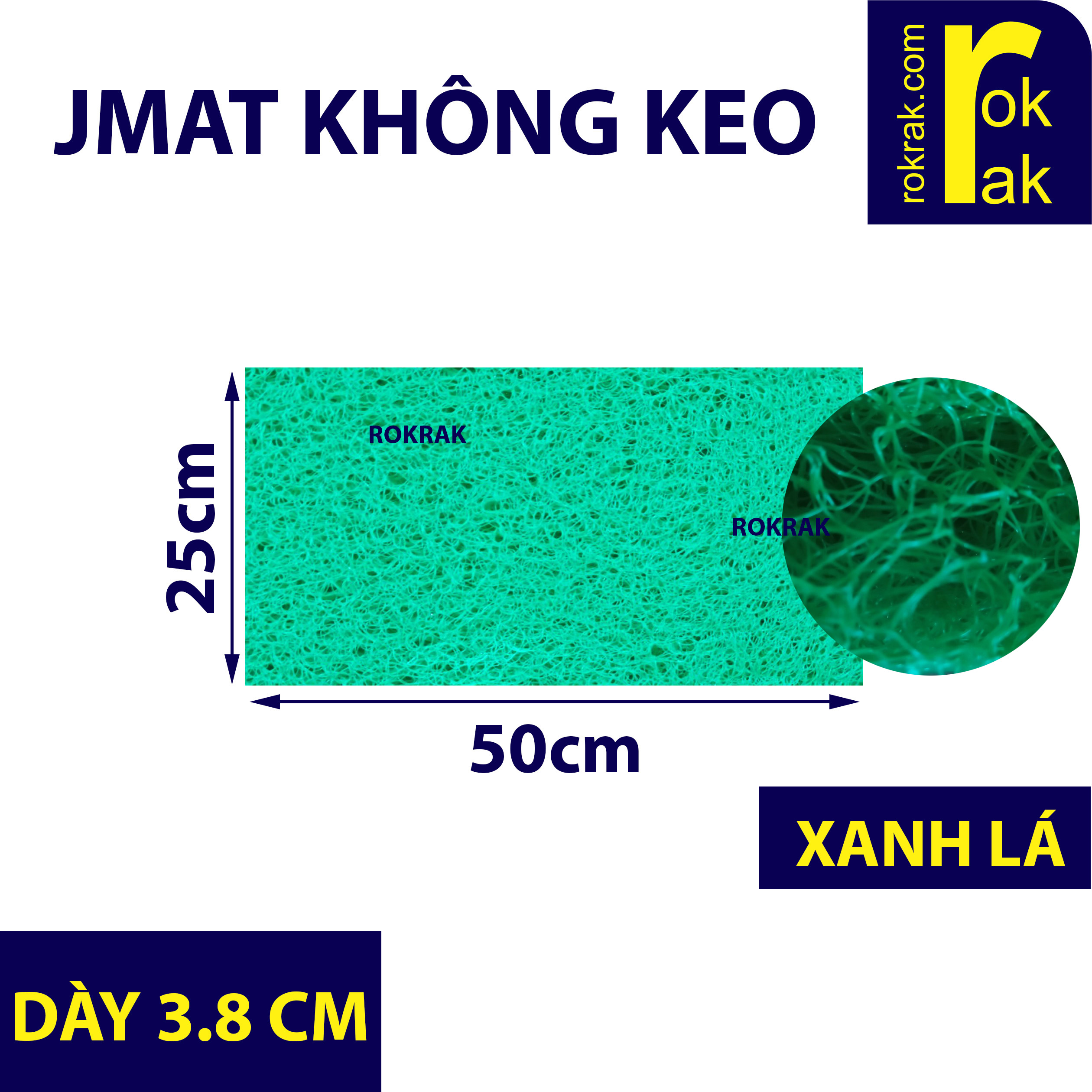 Jmat Bùi nhùi Nhật XANH LÁ không keo 25x50cm cho lọc hồ cá cảnh