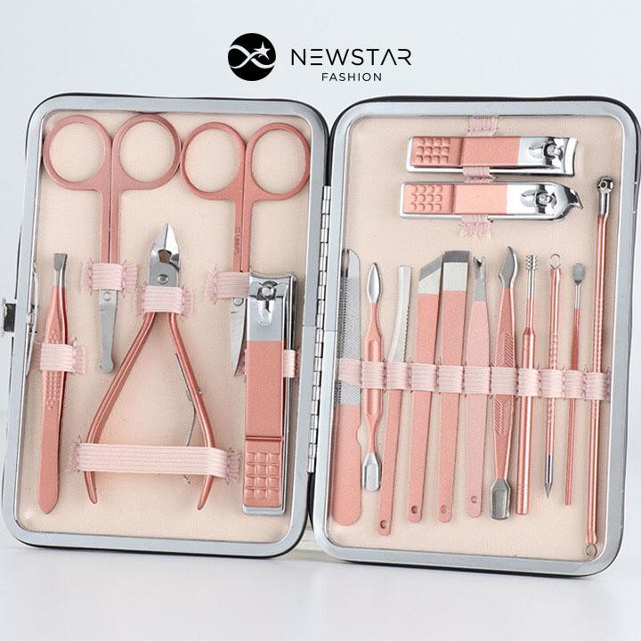 Bộ Dụng Cụ Làm Móng, Bộ Bấm Móng Tay, Bộ Kềm Cắt móng Tay Cao Cấp BBMH - Màu Hồng 12 Món