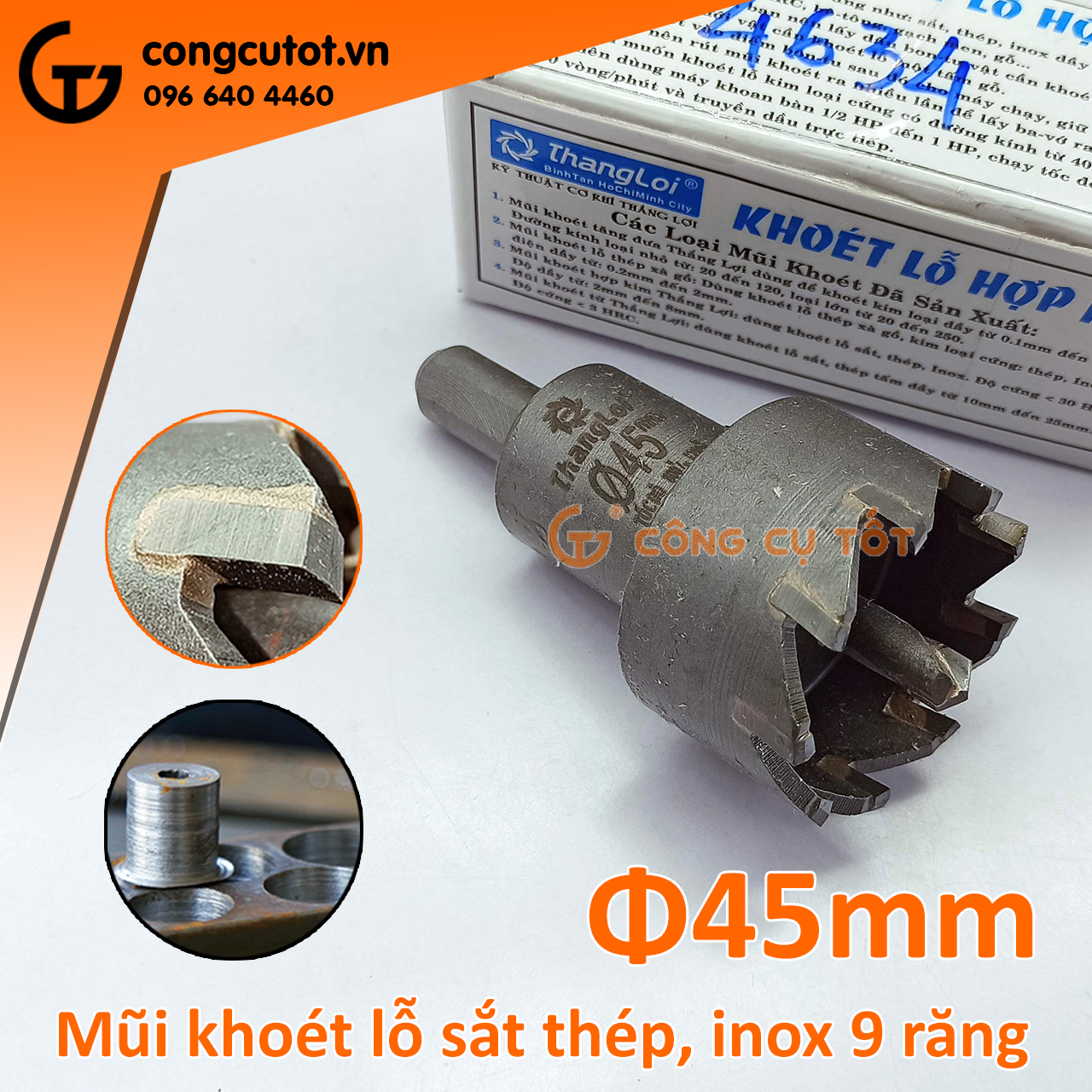 Mũi khoét sắt, inox, thép răng hợp kim Thắng lợi 31 - 110mm