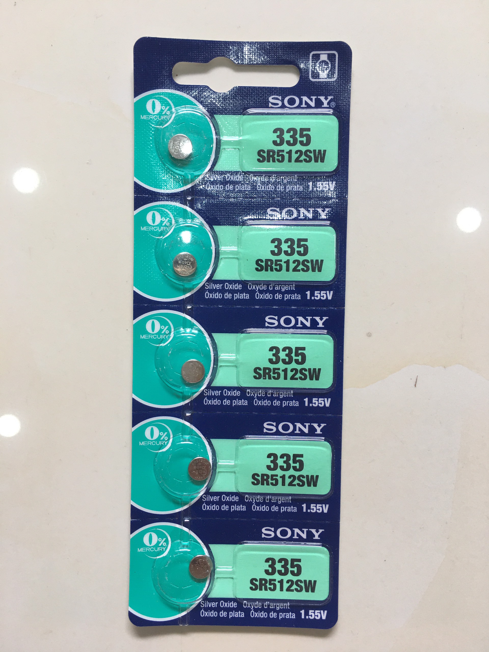Vỉ 5 viên pin sony murata 335 sr512sw sr512 512 335 nhật bản