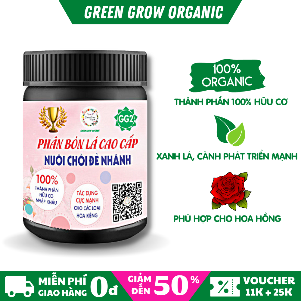 Phân bón lá dưỡng mầm hoa hồng Green Grow Organic, phân bón hữu cơ sinh học chiết xuất từ Amino Axit và Humic Axit chuyên dụng cho Hoa Hồng, Hoa Giấy nuôi mầm to và dài, lá xanh MS109