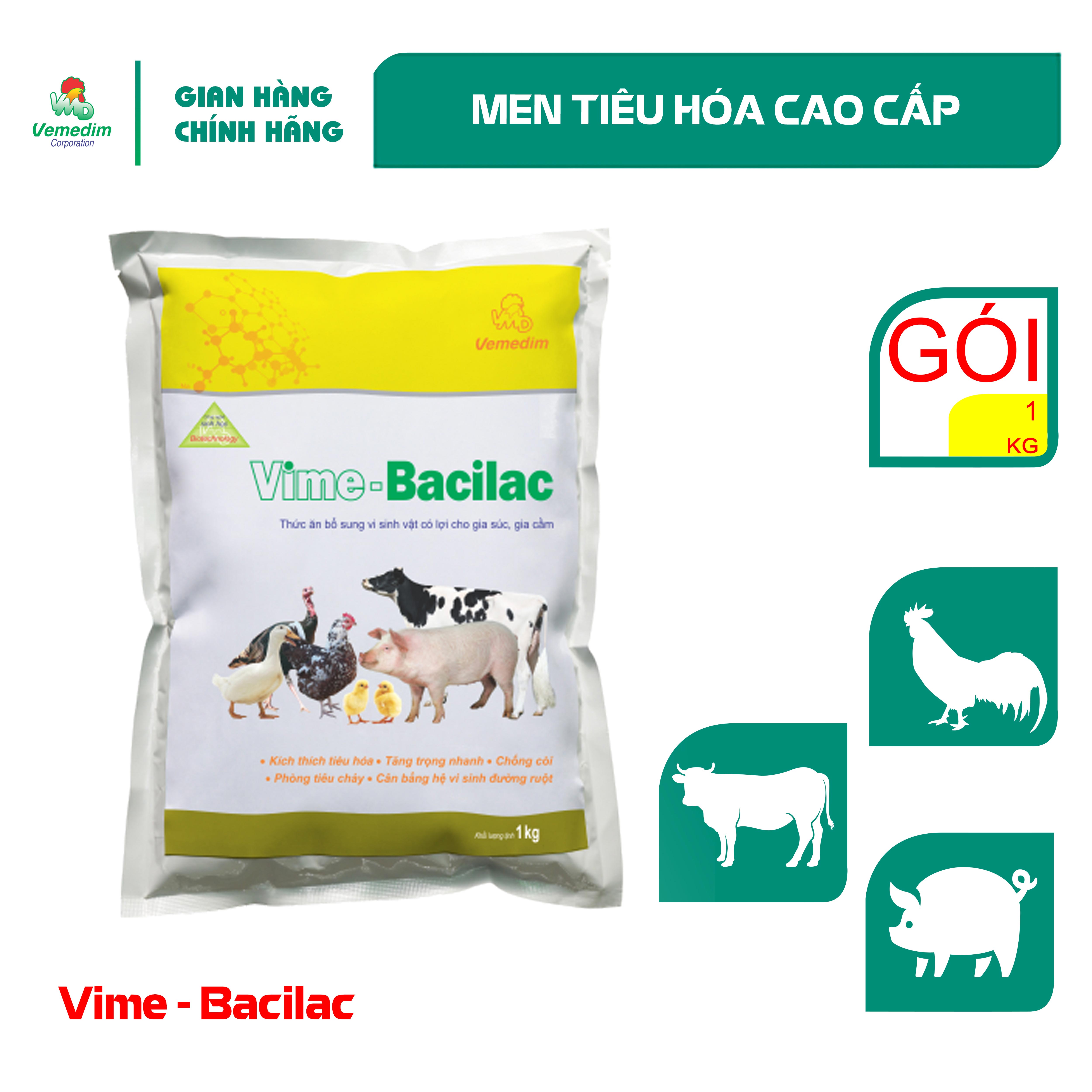 "Hoàn tiền đến 10%" Vemedim Vime-Bacilac men tiêu hóa cho gia súc gia cầm, giúp tăng trọng nhanh, khỏe mạnh, gói 1kg