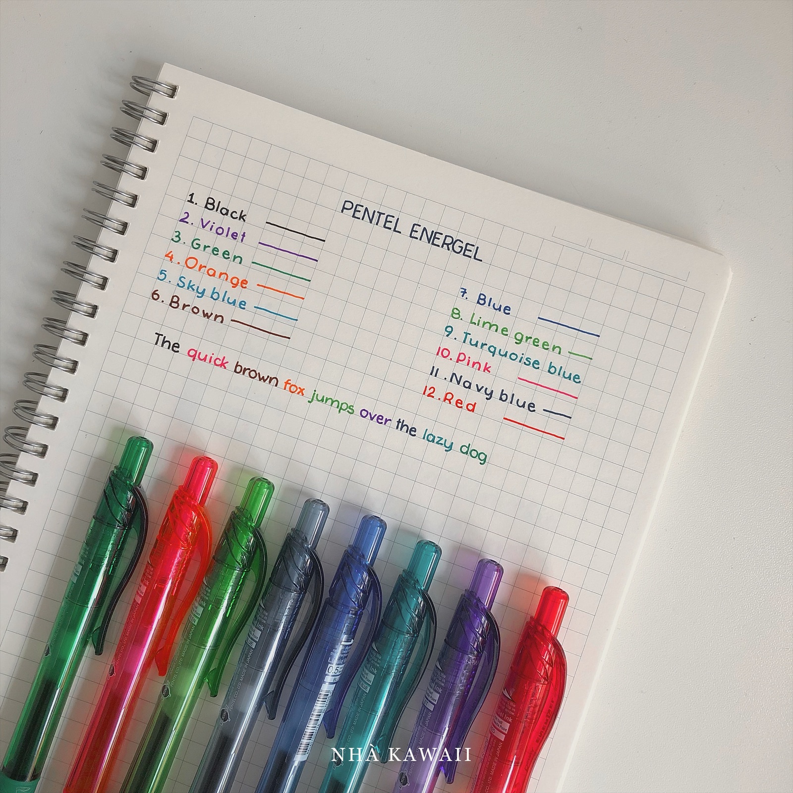 Bút gel Nhật Bản Pentel Energel ngòi 0.5mm nhiều màu, mực siêu nhanh khô
