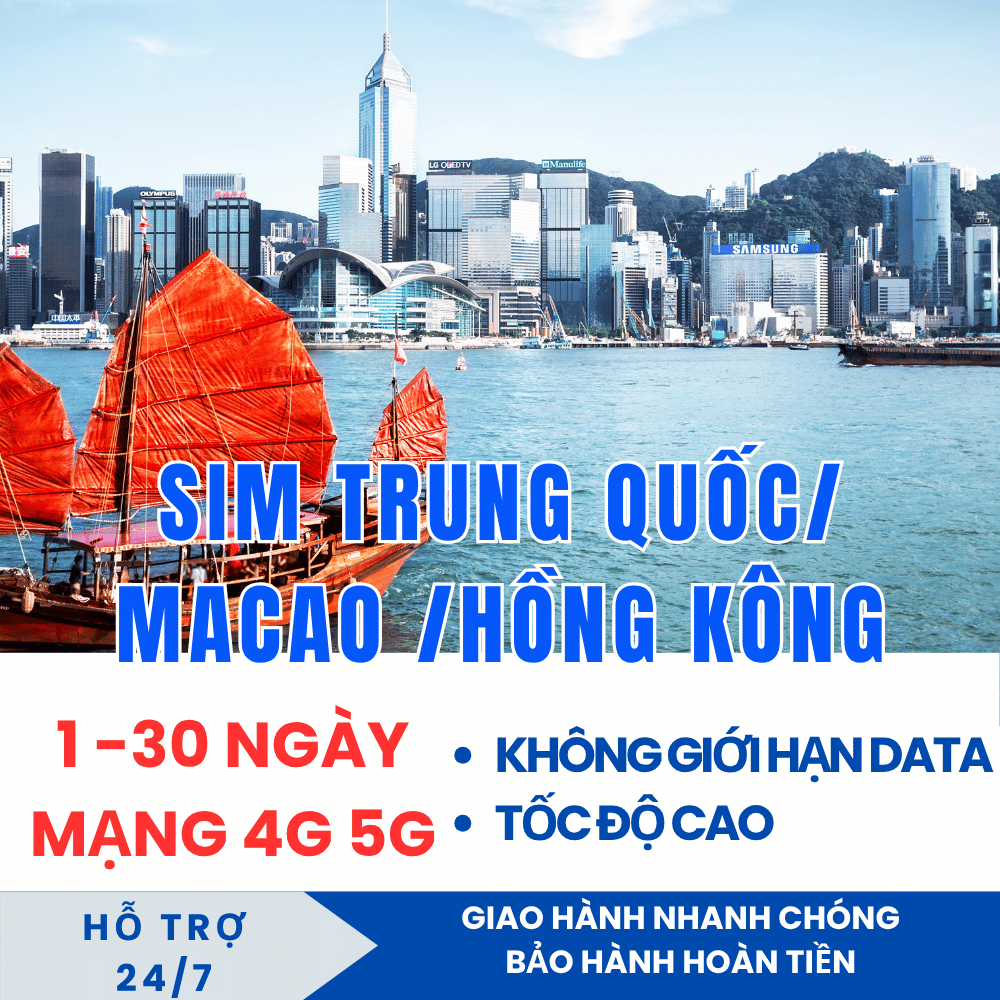 Sim/eSim Trung Quốc – Hong Kong – Macao – Không Giới Hạn Data Tốc Độ Cao , Lên Gói 1–30 Ngày Siêu Tiết Kiệm , Sóng Cực Ổn! FREESHIP - CHƯA KÍCH HOẠT