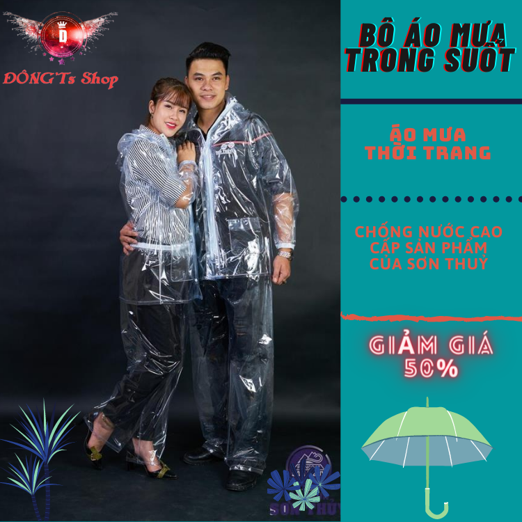 Bộ Quần Áo Trong Suốt Chống Nước Cao Cấp - Áo Mưa Trong Suốt - Áo mưa bền rẻ số 1 - Áo mưa thời trang - Bộ áo mưa Sơn Thủy [TẶNG 1 Bình Nước Thủy Tinh] Khi Mua 2 Áo Mưa - Bảo Hành 1 đổi 1 tại VanDongTS Shop
