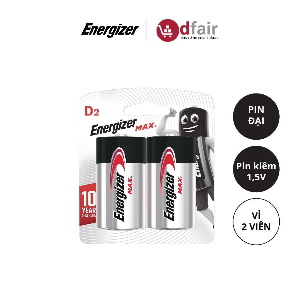 Vỉ 2 viên pin d energizer max e95 bp2 - 100193495