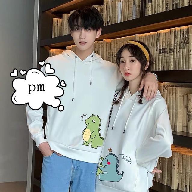 Áo nỉ đôi có mũ ( 2 áo) in khủng long ghép đuôi