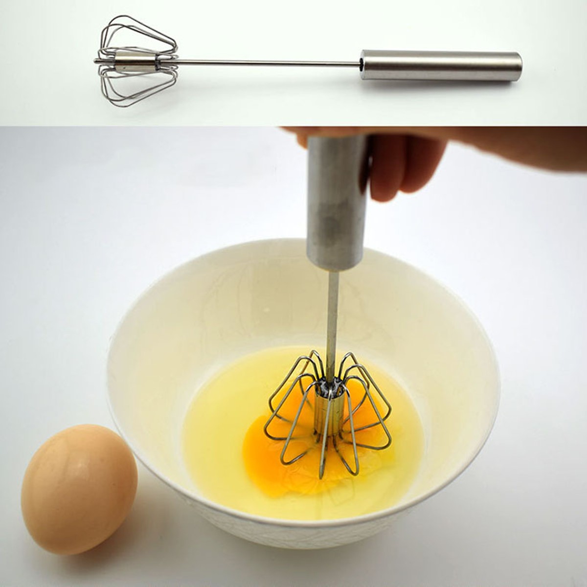Dụng cụ đánh trứng trục xoay thông minh, Cây Đánh Trứng Inox Có Trục Xoay Tự Động Tiện Dụng, Cây đánh trứng inox có trục tự xoay, Cây Đánh Trứng Inox Trục Tự Xoay