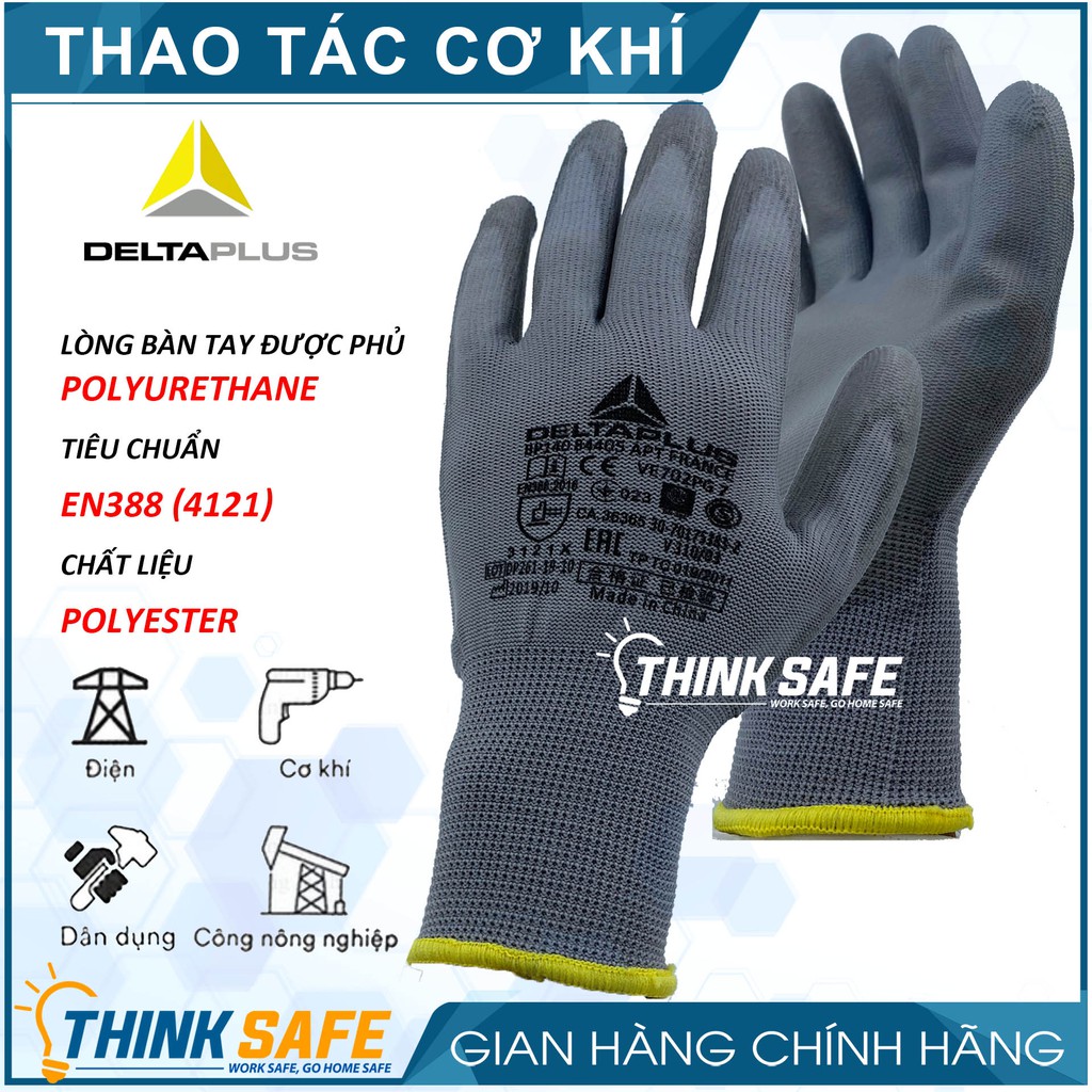 Găng tay đa năng deltaplus ve702pg phủ pu chống dầu mềm mại dễ cầm nắm - bảo hộ