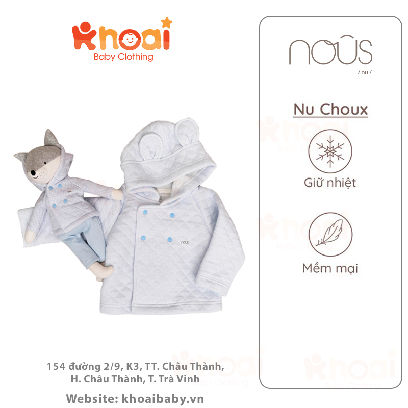Áo khoác Jacket Nous xanh zigzag - Chất liệu Nu Choux 95% cotton thiên nhiên