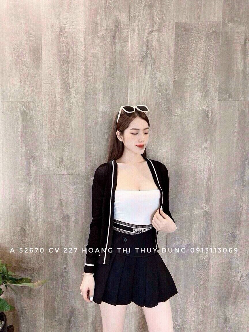 Áo khoác thun gân chạy viền nhẹ nhàng dễ thương