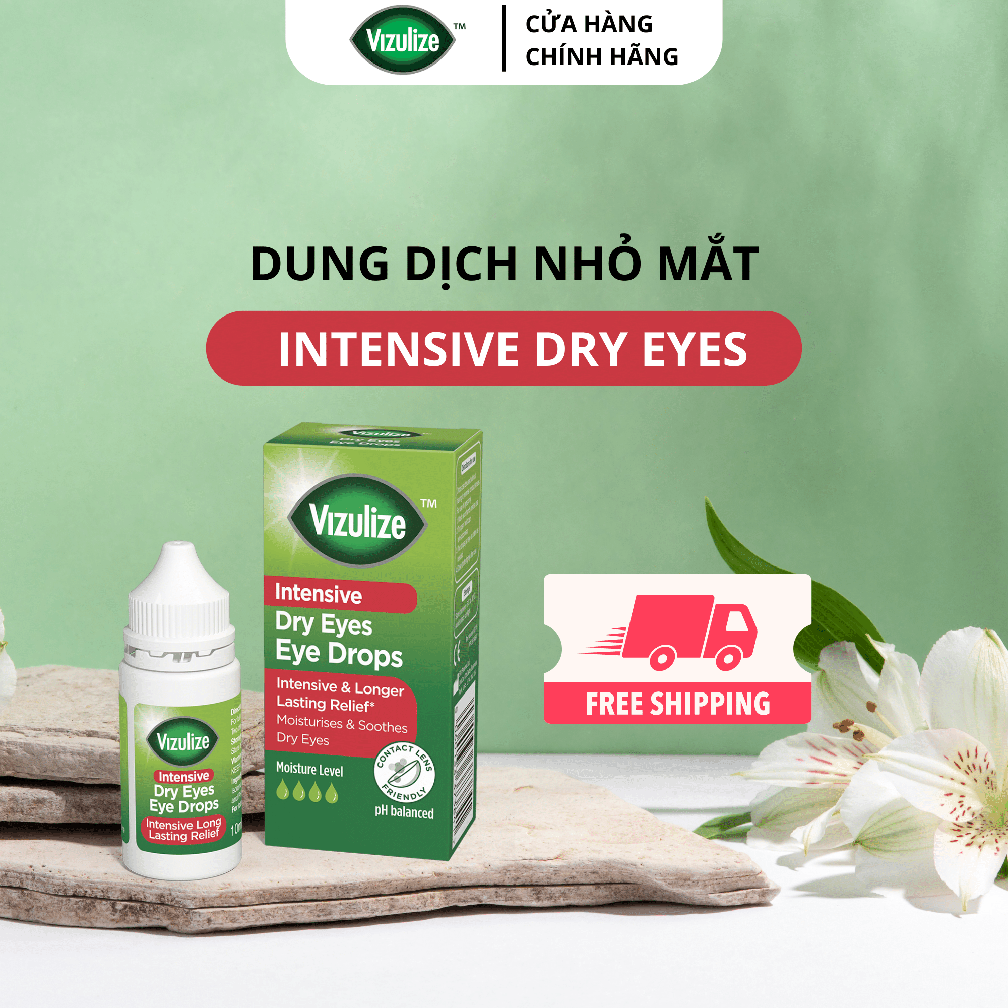 Dung dịch nhỏ mắt Vizulize Intensive Dry Eyes Eye Drops giúp làm dịu và giảm khô mắt 10ml