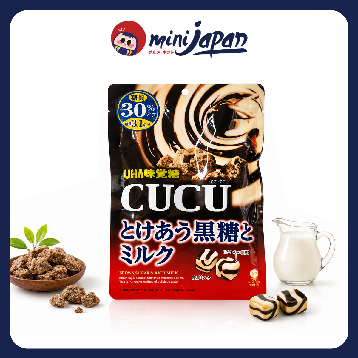 Kẹo Sữa UHA CUCU Nhật Bản Vị Đường Nâu 80g – Vị Ngọt Béo Hài Hòa