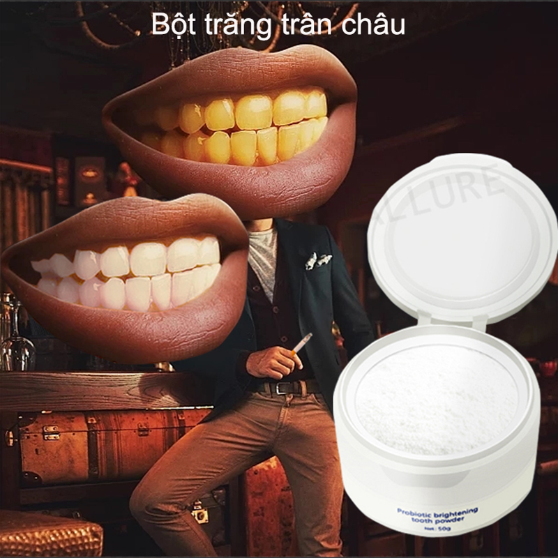 IUALLURE Bột Tẩy Trắng Răng Toothpowder Kem Đánh Răng Toothpaste Powerful Stain Removal Toothpowder Bột Đánh Răng Tẩy Trắng Bột Trân Châu 50g làm trắng răng, lại bỏ mảng bám, cao răng, loại bỏ vết ố răng loại bỏ răng