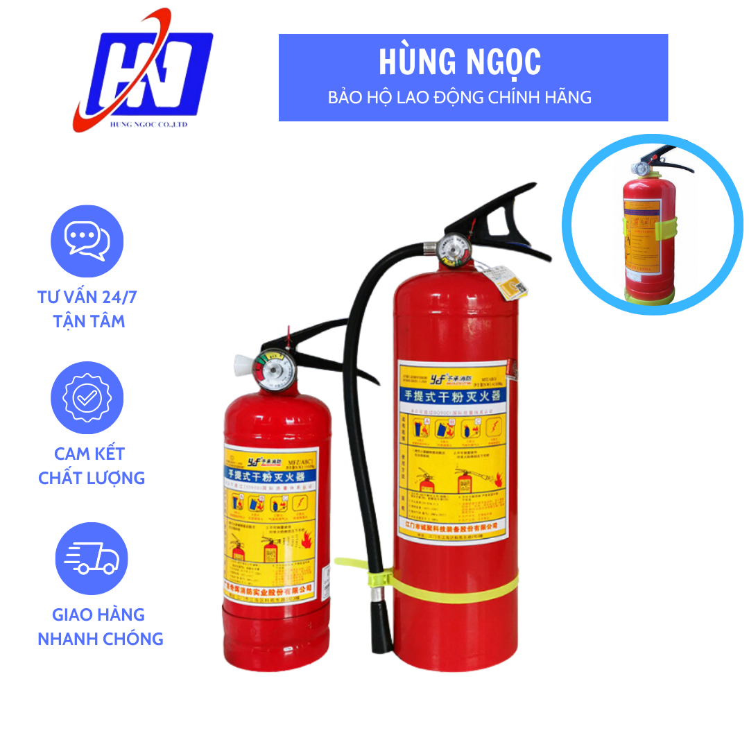 Bình cứu hỏa mini, bình chữa cháy xách tay dạng bột ABC MFZL1 1Kg chuyên dùng cho ô tô xe tải, an toàn, chính hãng
