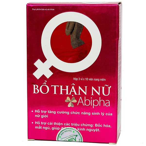 Viên uống bổ thận Nữ Abipha - tăng cường khả năng sinh lý nữ, kinh nguyệt không đều, sạm da, nám da, tàn nhang - Hộp 30 viên