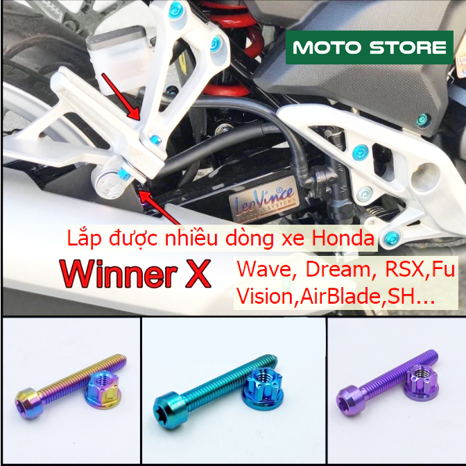 Ốc xỏ gác chân sau titan gr5 cho các dòng xe honda như wave, winner x, rsx, dream, airblade, sh