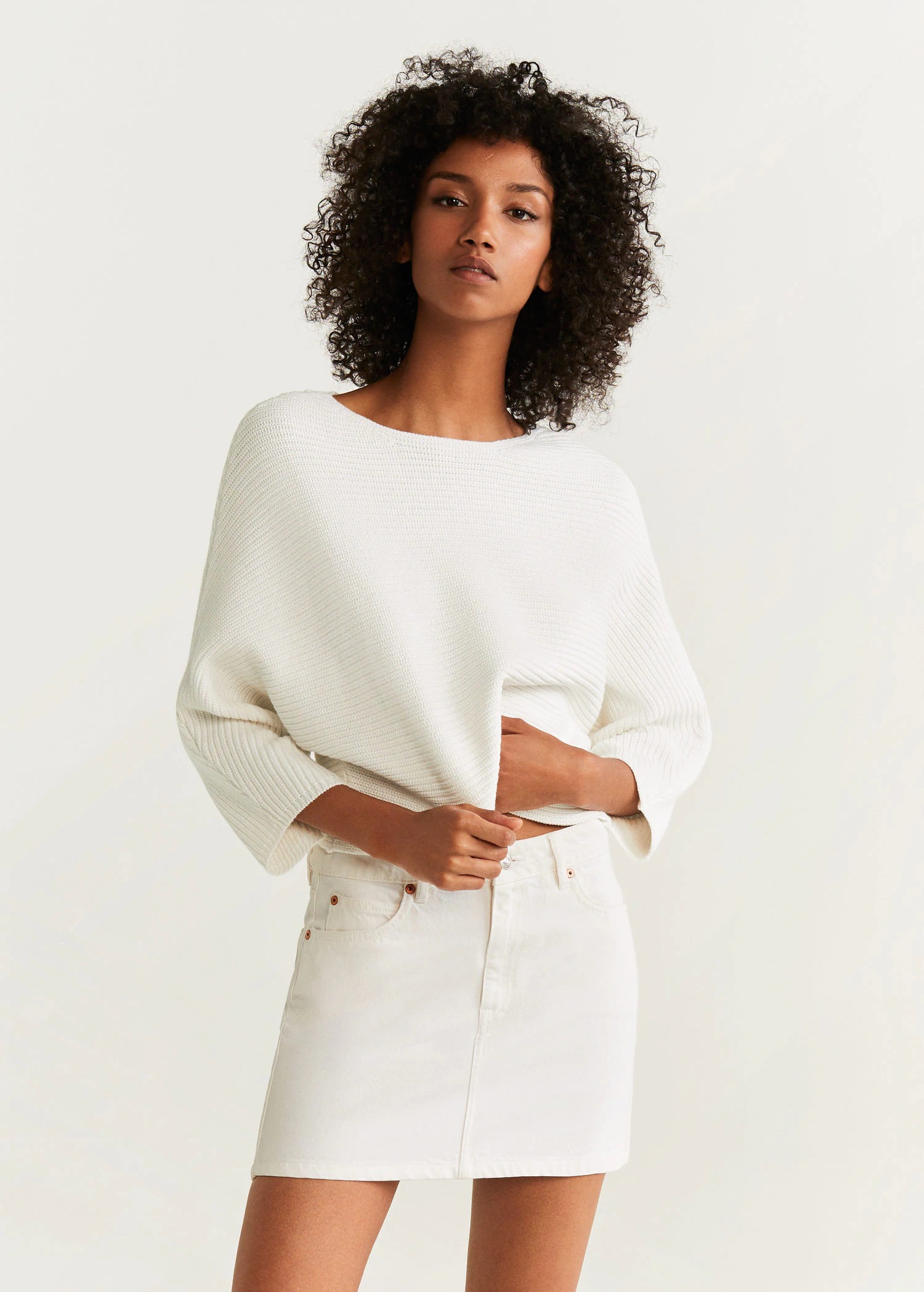 Áo Nỉ Nữ Mango Dolman Sleeve Sweater Ecru