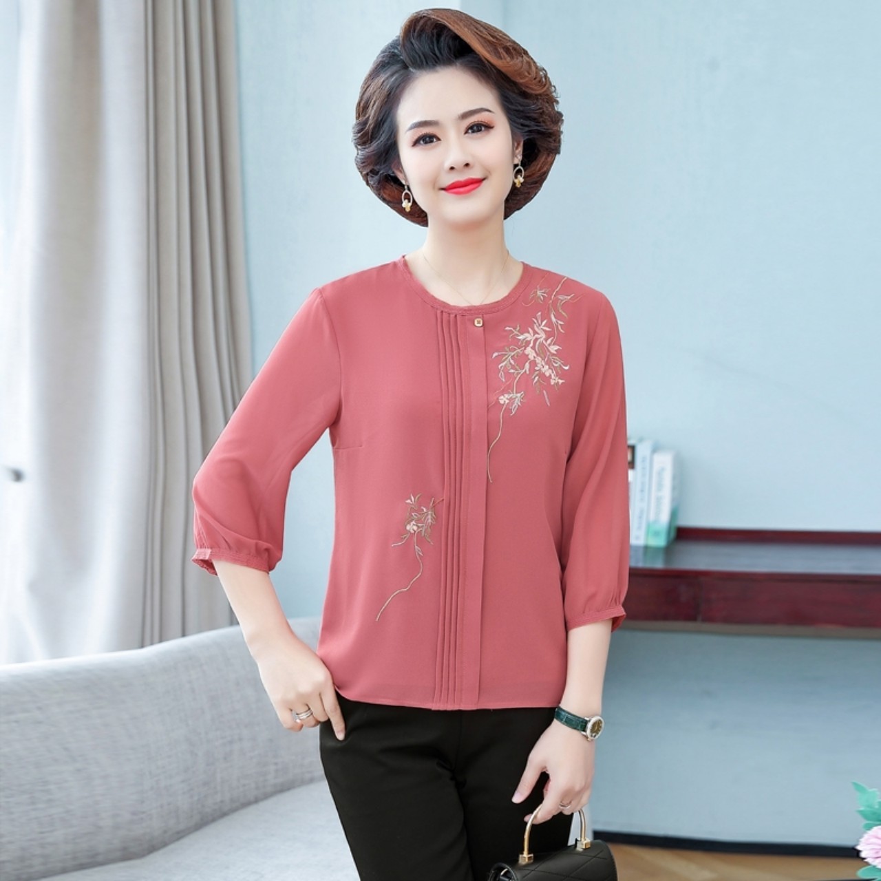 Áo sơ mi thêu hoa- áo sơ mi qc cao cấp