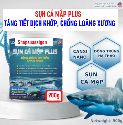 (Chính hãng, 900g, HSD 2026) Sữa bột Sụn cá mập Plus Đông Trùng Hạ Thảo Canxi Nano.