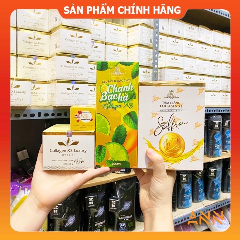Combo Body Collagen X3 Luxury + Kích trắng + Tẩy tế bào + Tắm trắng Mỹ phẩm Đông Anh
