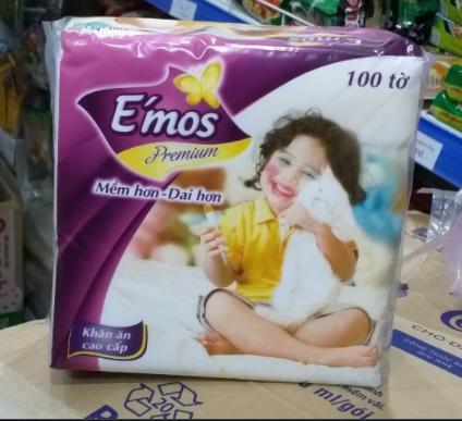 Combo 5 bịch KHĂN GIẤY VUÔNG  CAO CẤP EMOS Loại 1 100 TỜ date mới