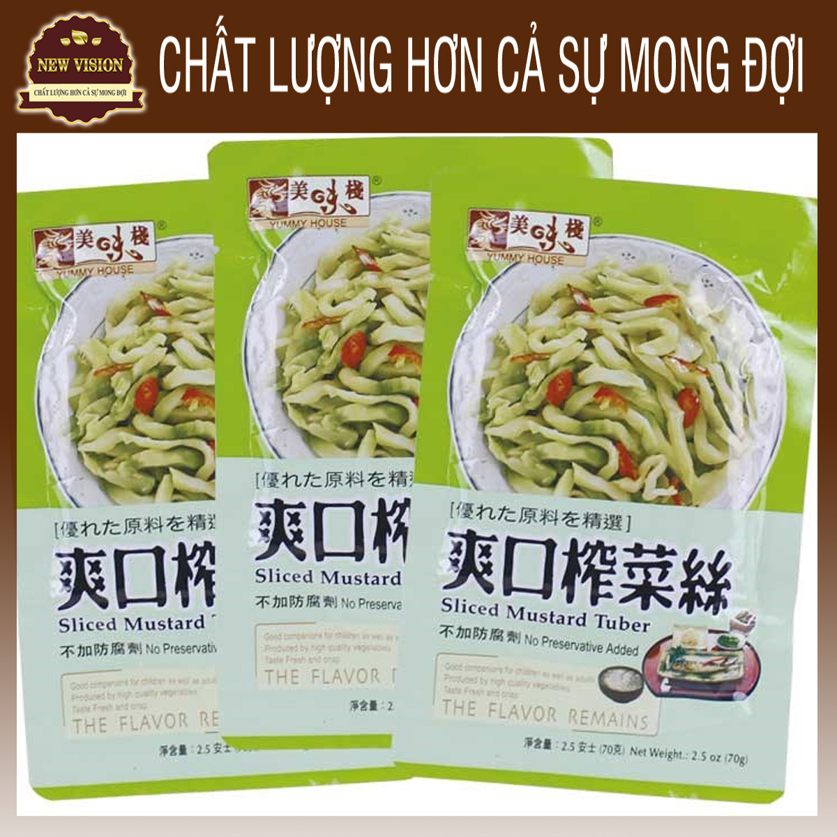 [HCM]3 Gói Cải Dòn Hồng Kông Ăn Liền Chính Hãng - Không Phẩm Màu Và Chất Bảo Quản - Món Ăn Chay Ăn Mặn Đều Dùng Được.New Vision