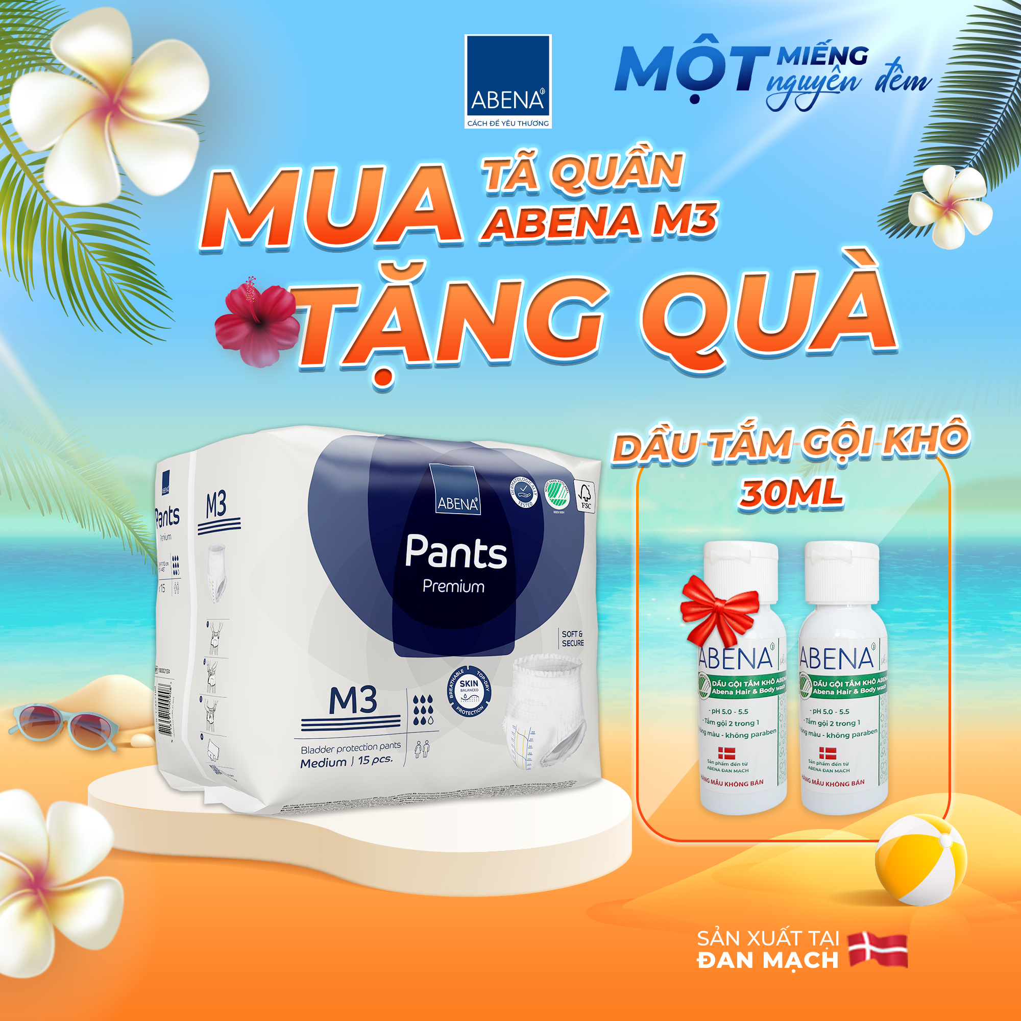 Tã quần người lớn Abena Pants Premium M3 - Nhập khẩu Đan Mạch (Gói 15 miếng)
