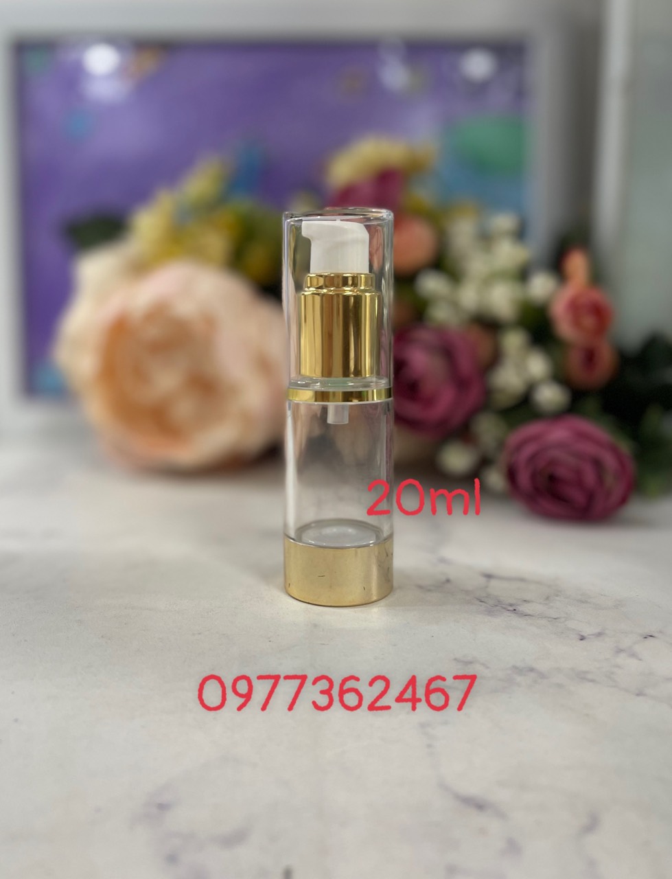 Chai đựng serum, chai chân không AR vàng 20ml cao cấp