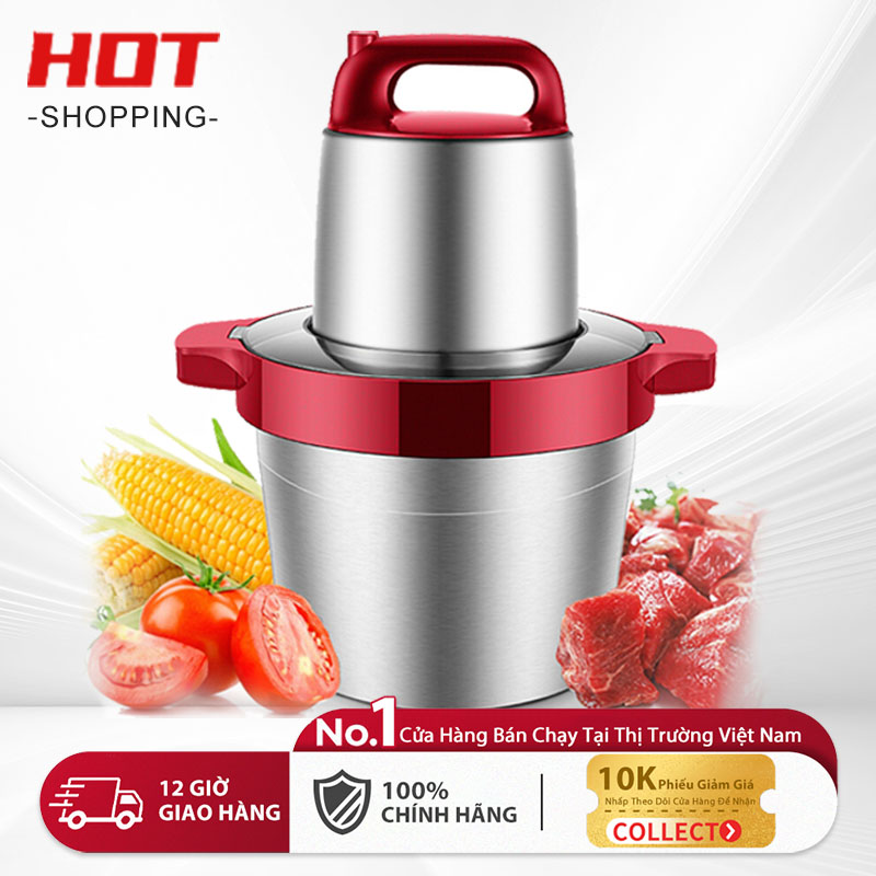 Máy xay thịt xay thực phẩm cối 6l inox 4 lưỡi đa năng - máy xay tỏi ớt - máy xay thịt sande -