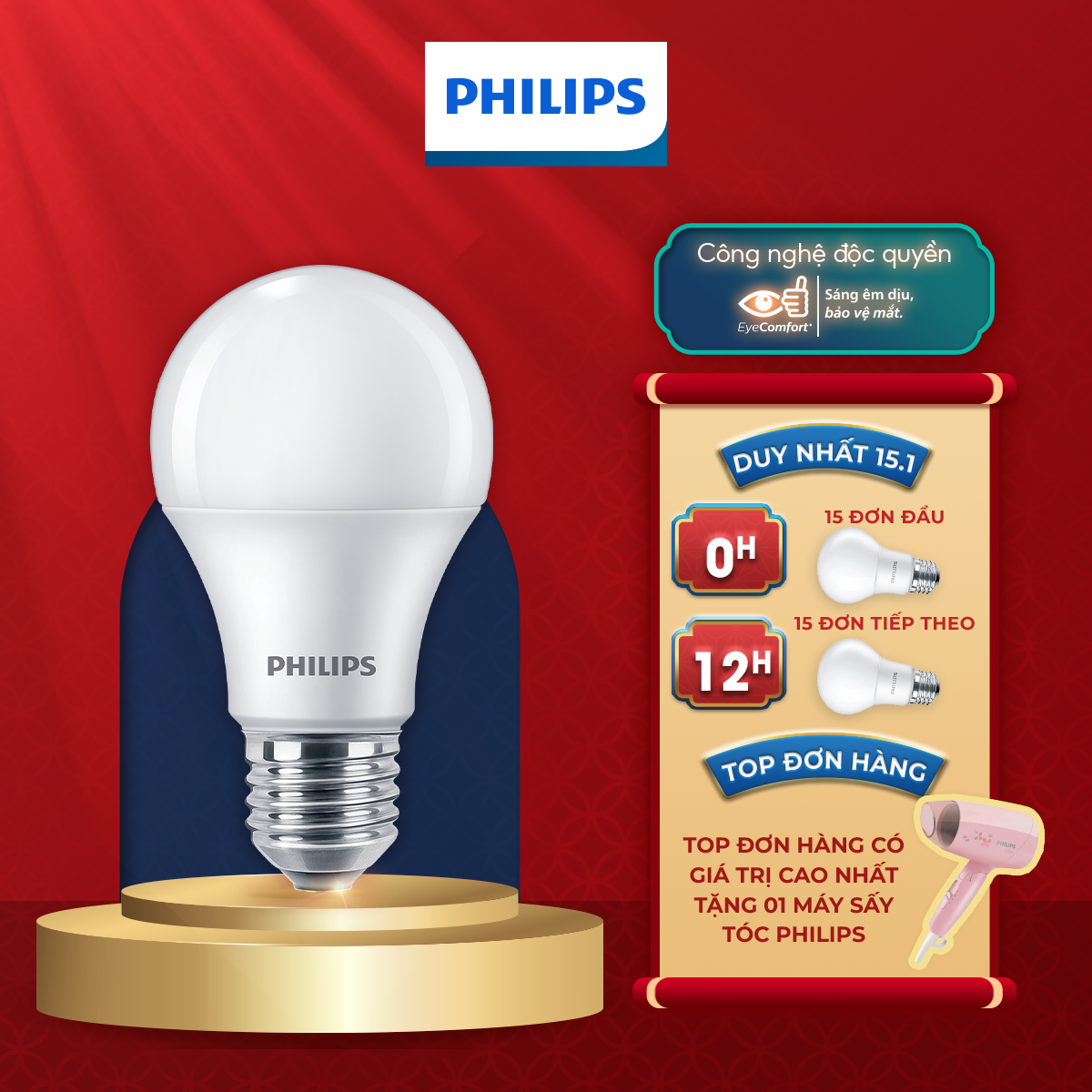 Bóng đèn Philips essential LED Bulb công suất 5W-50W, Ánh sáng trắng 6500K