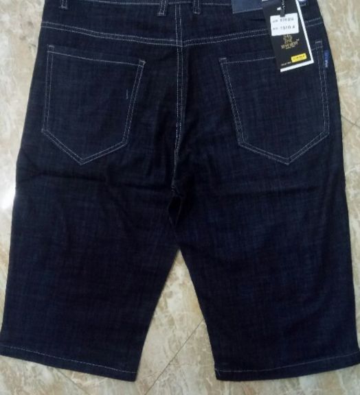 quần ngố bò giấy nam ống suông chất giãn