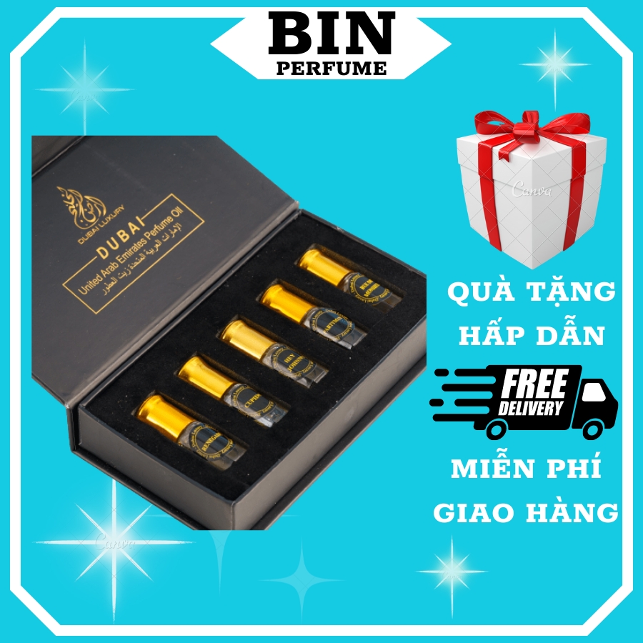 Tinh dầu nước hoa dubai set 5 chai