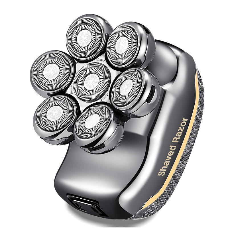 Máy cạo râu điện 7D mini LAKEN 7 lưỡi cạo râu, cạo trọc đầu êm ái, chip IPX7 chống nước sạc Type C cầm tay nhỏ gọn đa năng