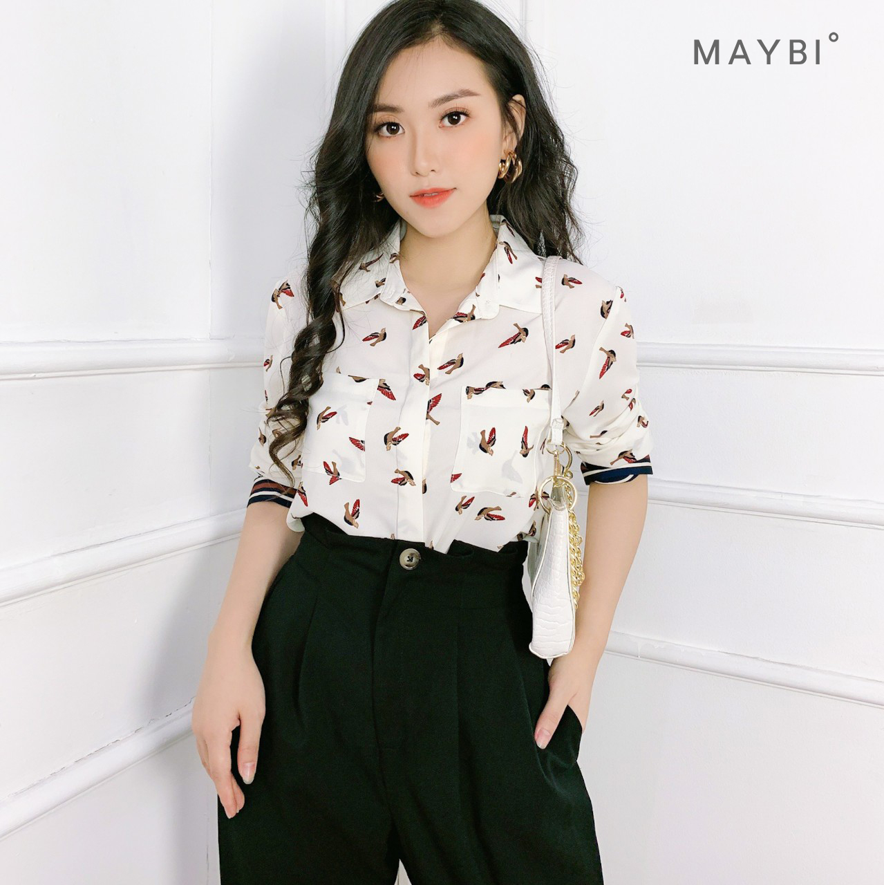 [NHẬP MÃ FALAZSOCIAL0830K GIẢM NGAY 30K] Quần dài MAYBI  lưng xếp đen kaki