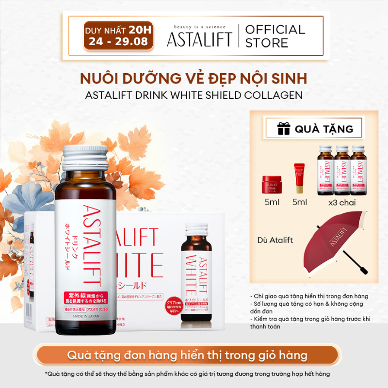 Nước Uống Collagen ASTALIFT Nhật Bản Drink White Shield 1000MG Collagen Cấp Ẩm, Dưỡng Trắng Từ Bên Trong Chai 50ml