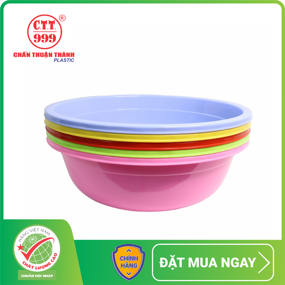 Combo 5 thau nhựa tròn 35 x 11.5cm Chấn Thuận Thành đựng đồ đạc, thực phẩm, rửa rau củ hàng Việt Nam Chất Lượng Cao TN3520-5 (nhiều màu)