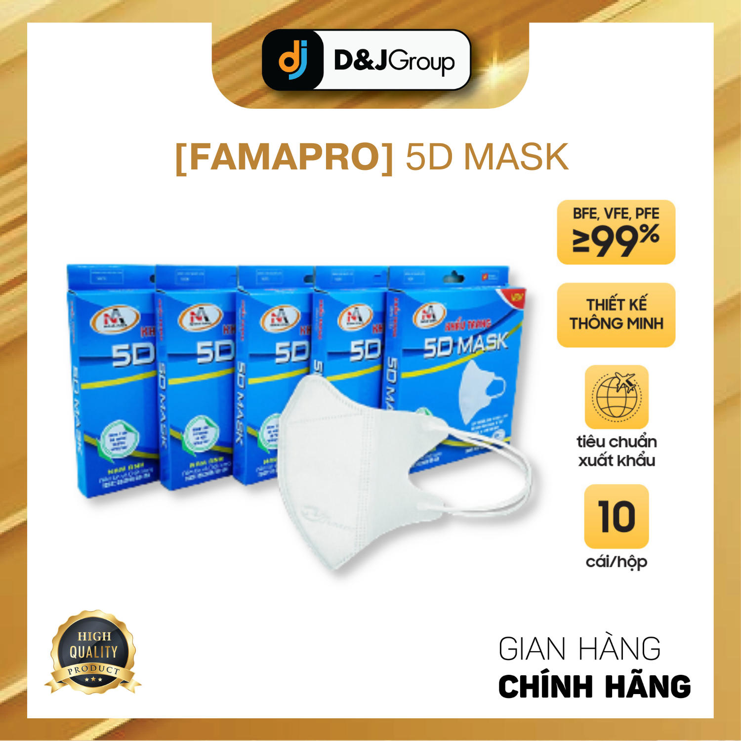 Khẩu trang y tế 3 lớp famapro 5d mask