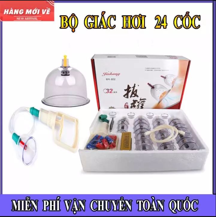 Bộ Giác Hơi Siêu Cao Cấp Hàn Quốc 24 Ống Giúp Loại Bỏ Độc Tố Trong Cơ Thể, Kích Thích Tuần Hoàn Máu, Giảm Đau Lưng