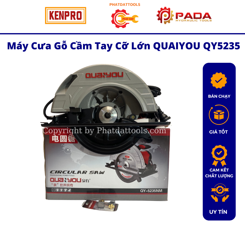 Máy cưa gỗ cầm tay cỡ lớn quanyou qy5235-công suất 2100w-kèm lưỡi cưa d230mm-bảo hành 6 tháng
