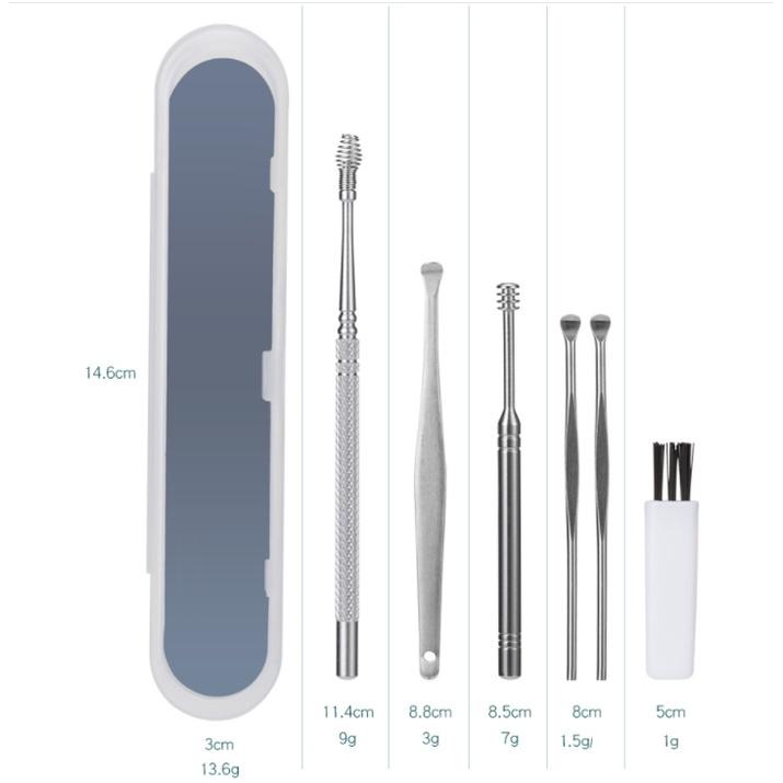Bộ dụng cụ ráy tai 7 món inox sáng bóng dễ vệ sinh - Hàng mới