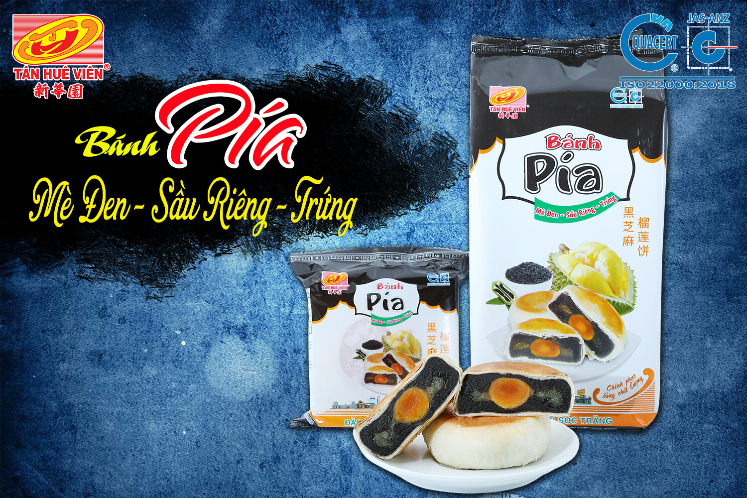 Bánh pía mè đen trứng muối tân huê viên